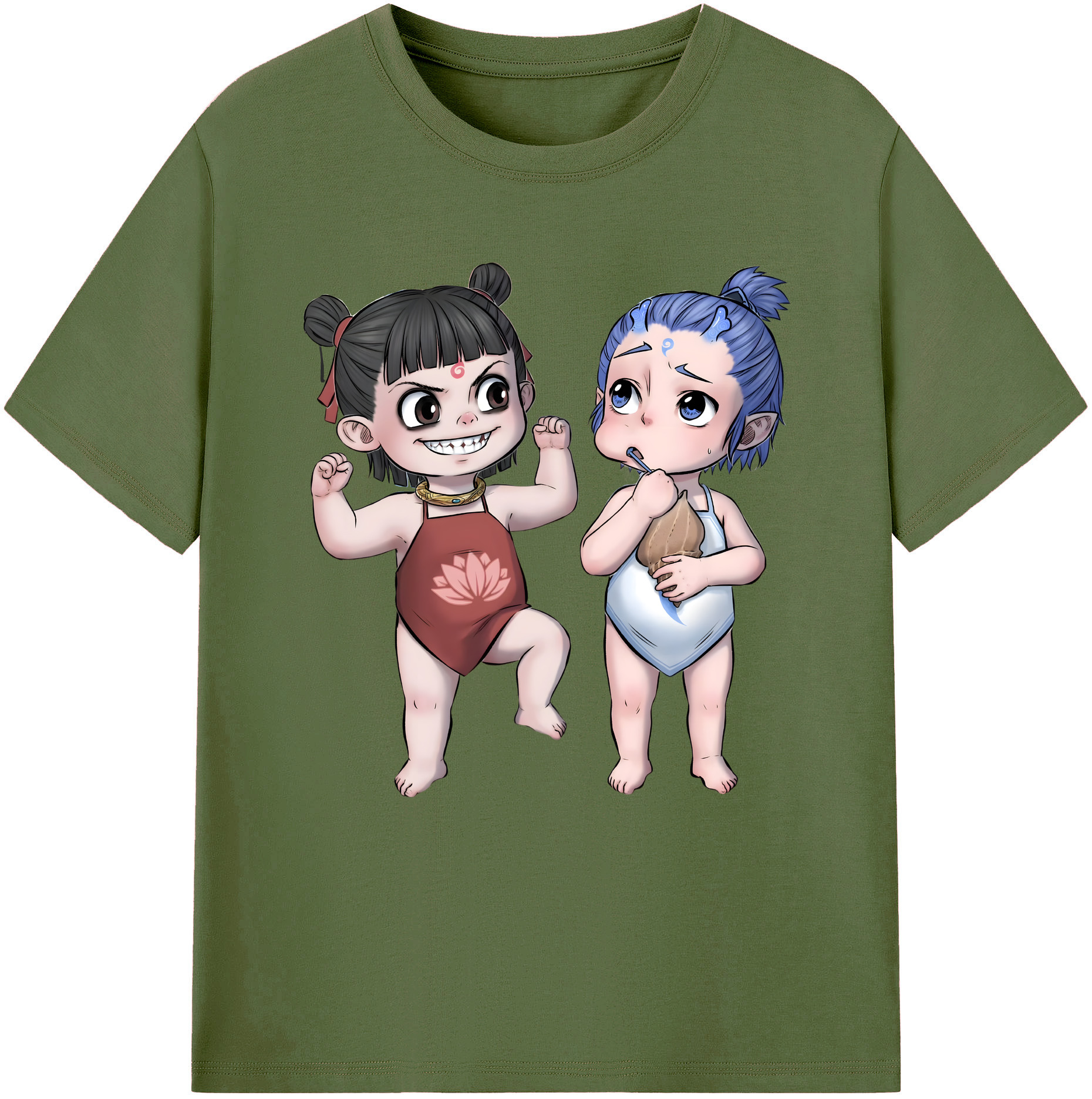 （画像用） Ne Zha 2 ナタ 魔童の大暴れ 綿100％半袖Tシャツ（フロントプリント）